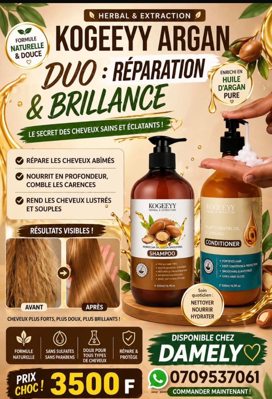 Shampoing et après shampoing argan