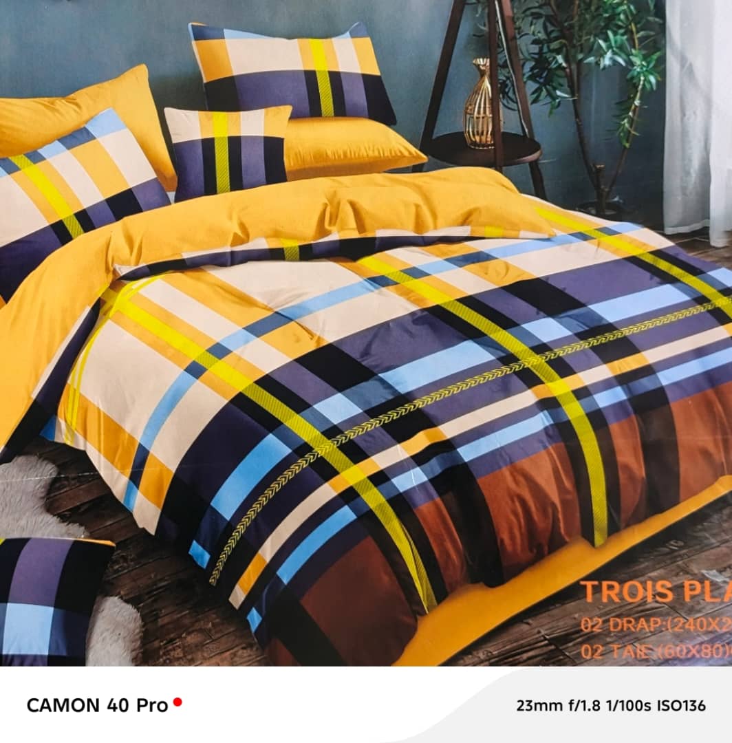 Ensemble de draps 3place 100% coton.