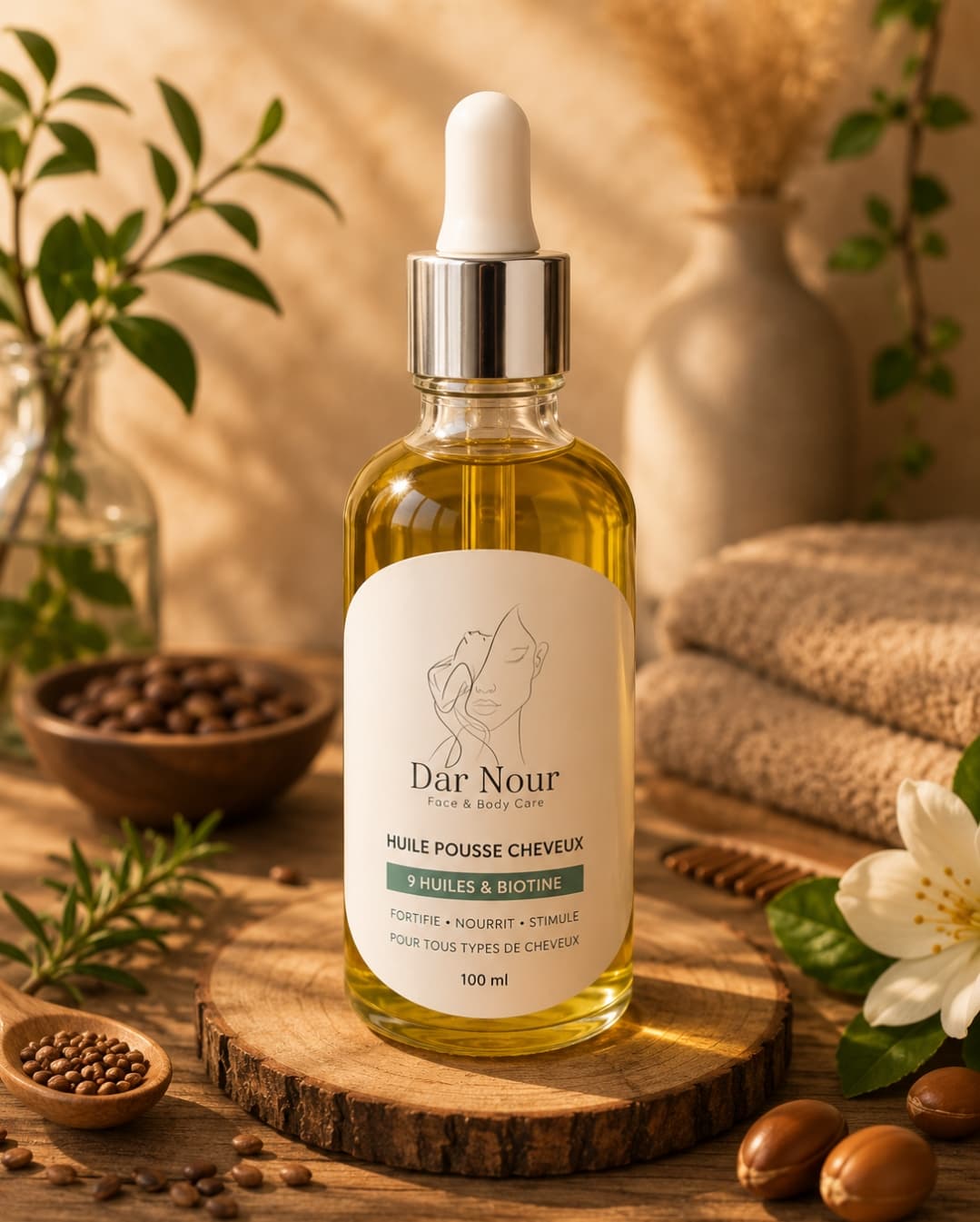 Huile Repousse Cheveux & Barbe – 9 Huiles & Biotine