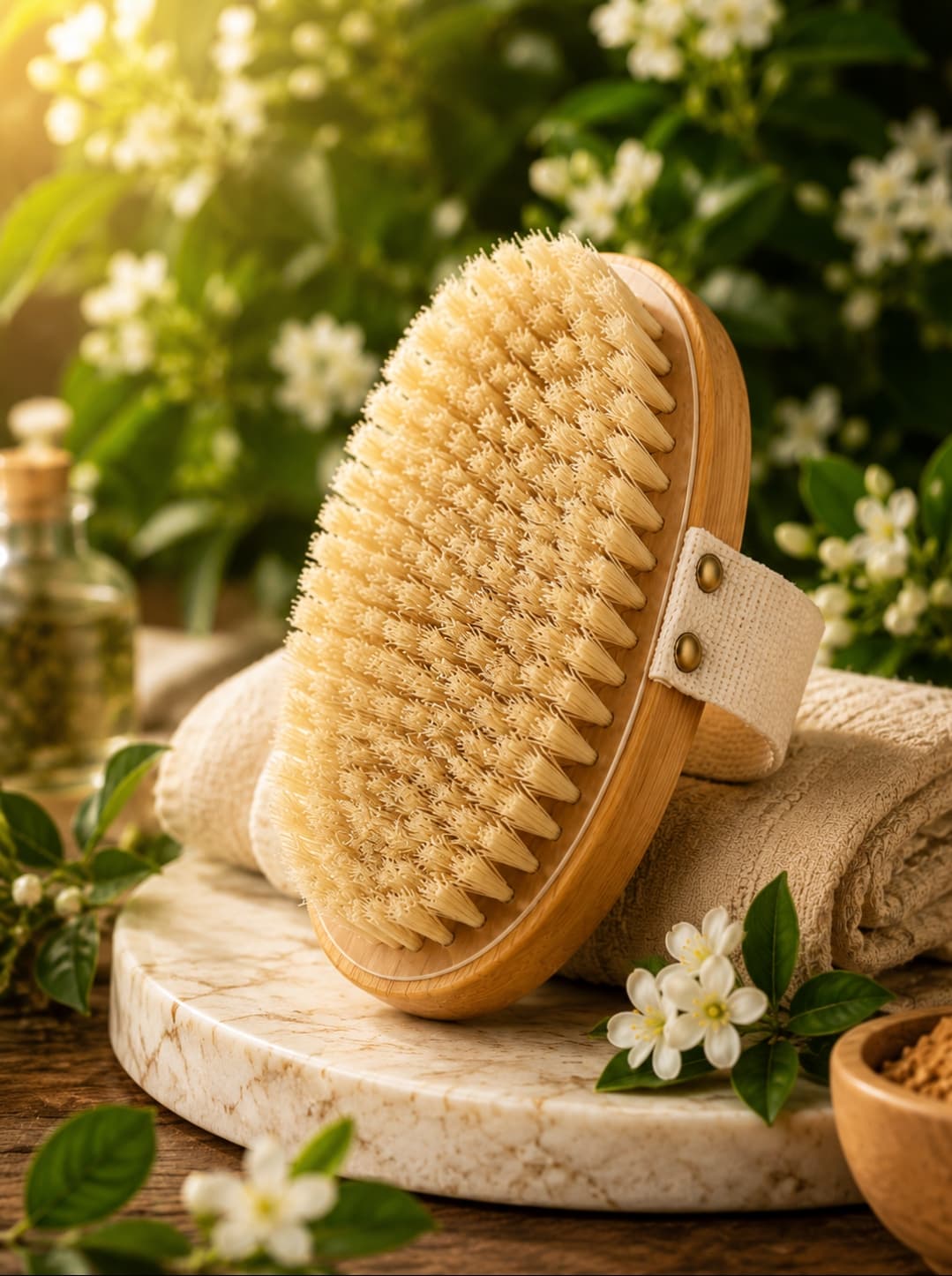 Brosse de Brossage à Sec en Bois Naturel