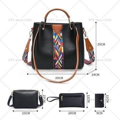 Ensemble de sacs 4 en 1, Sacs à main pour femmes, Sacs à bandoulière, Portefeuille en cuir synthétique PU - Noir